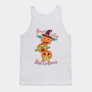 Halloween funny pumpkin head close your eyes, close your mouth Tank Top